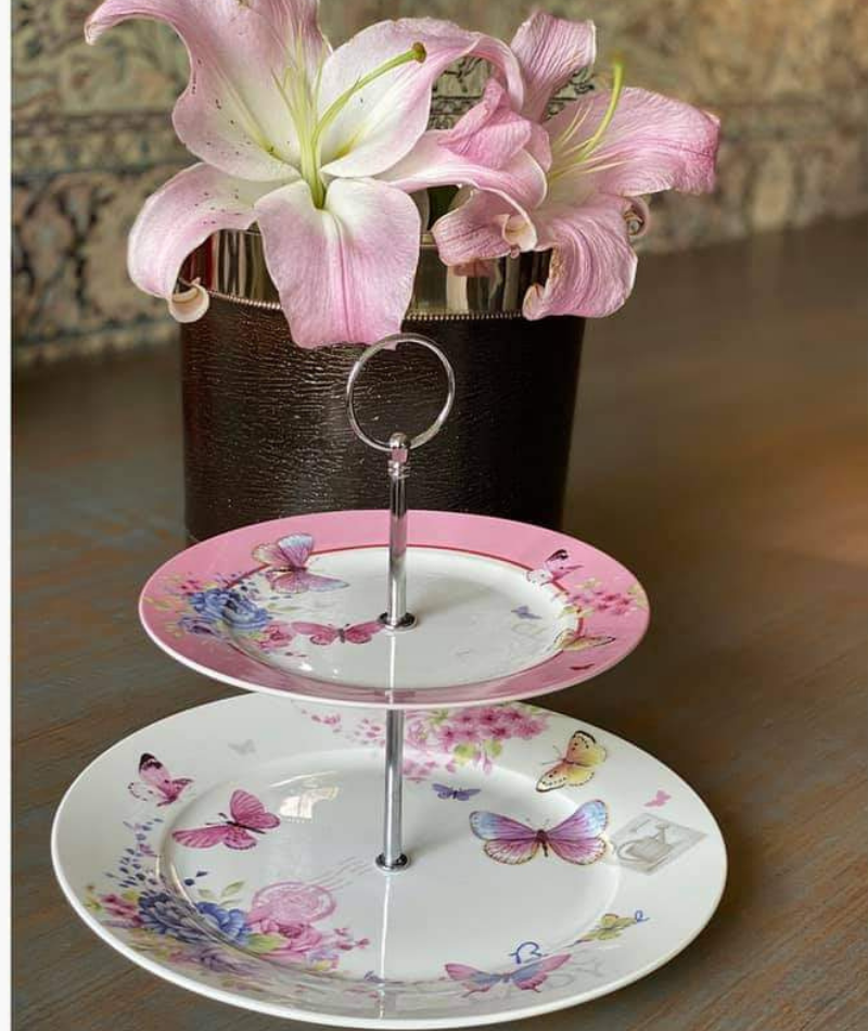 Cake Stand Ceramic 2 Tier Decorative Serving Platter - Navya Store