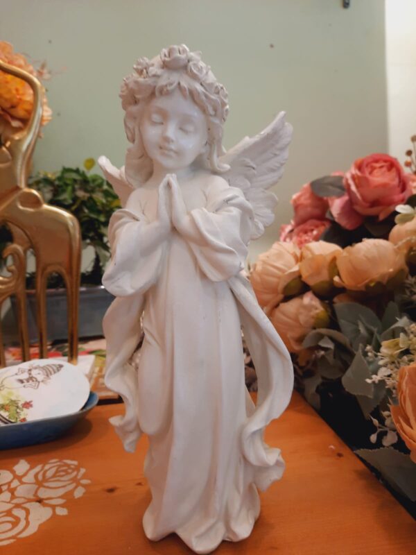 White Angel Cupid Resin Figurines Vintage Angel