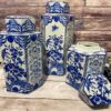Blue Ceramic Jar with Lid