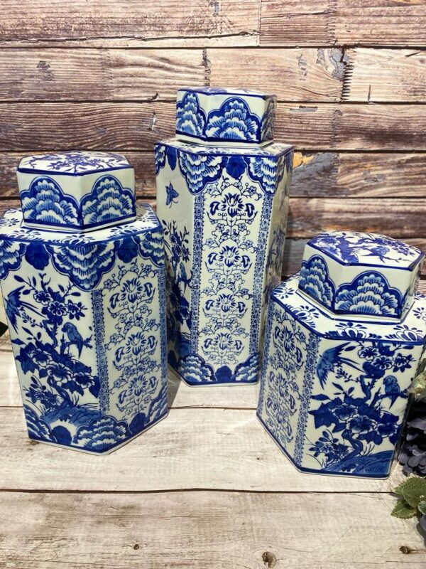 Blue Ceramic Jar with Lid