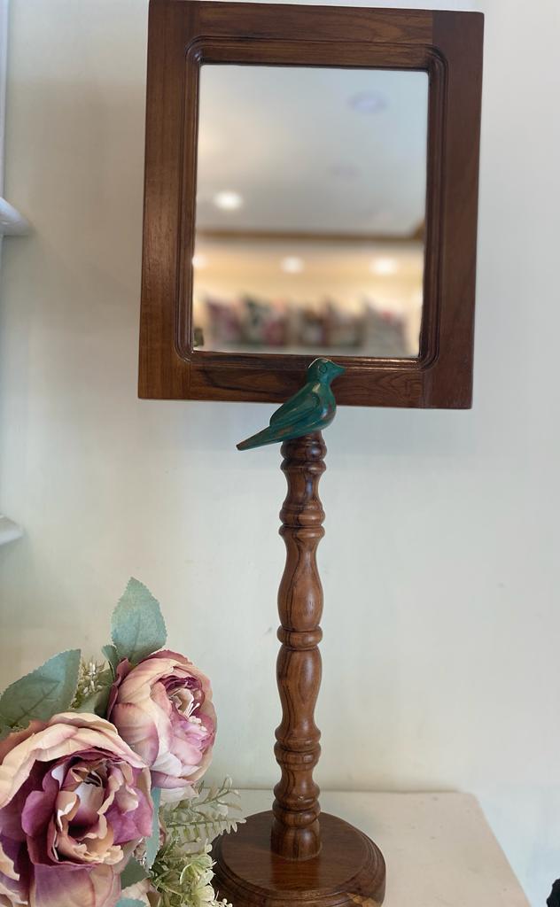 wooden handicraft mirror for table decor